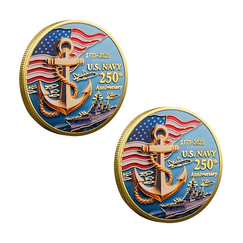 Gedenkmünzen zum 250-jährigen Jubiläum – Design des US Marine Corps, Sammlermünzen, robuste Metallmünzen für Sammler Geschenkidee, patriotisches Militärthema Image