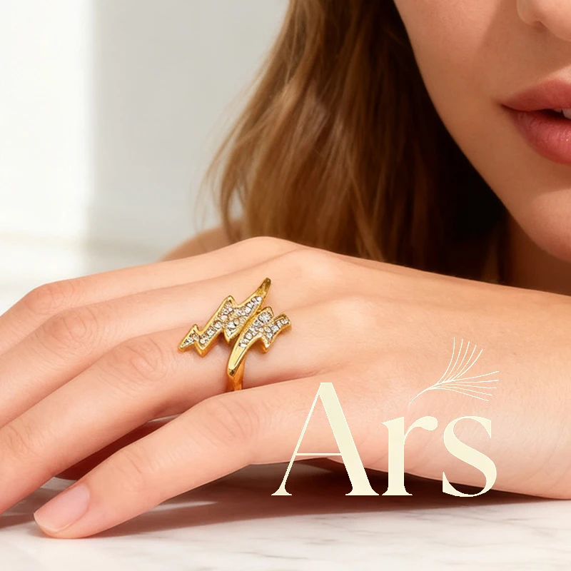 Ars Stainless Steel Open Ring for Women 18K Gold Plated Rings Zircon Ring Irregular Rings Minimalist Ring Dainty Everyday Rings