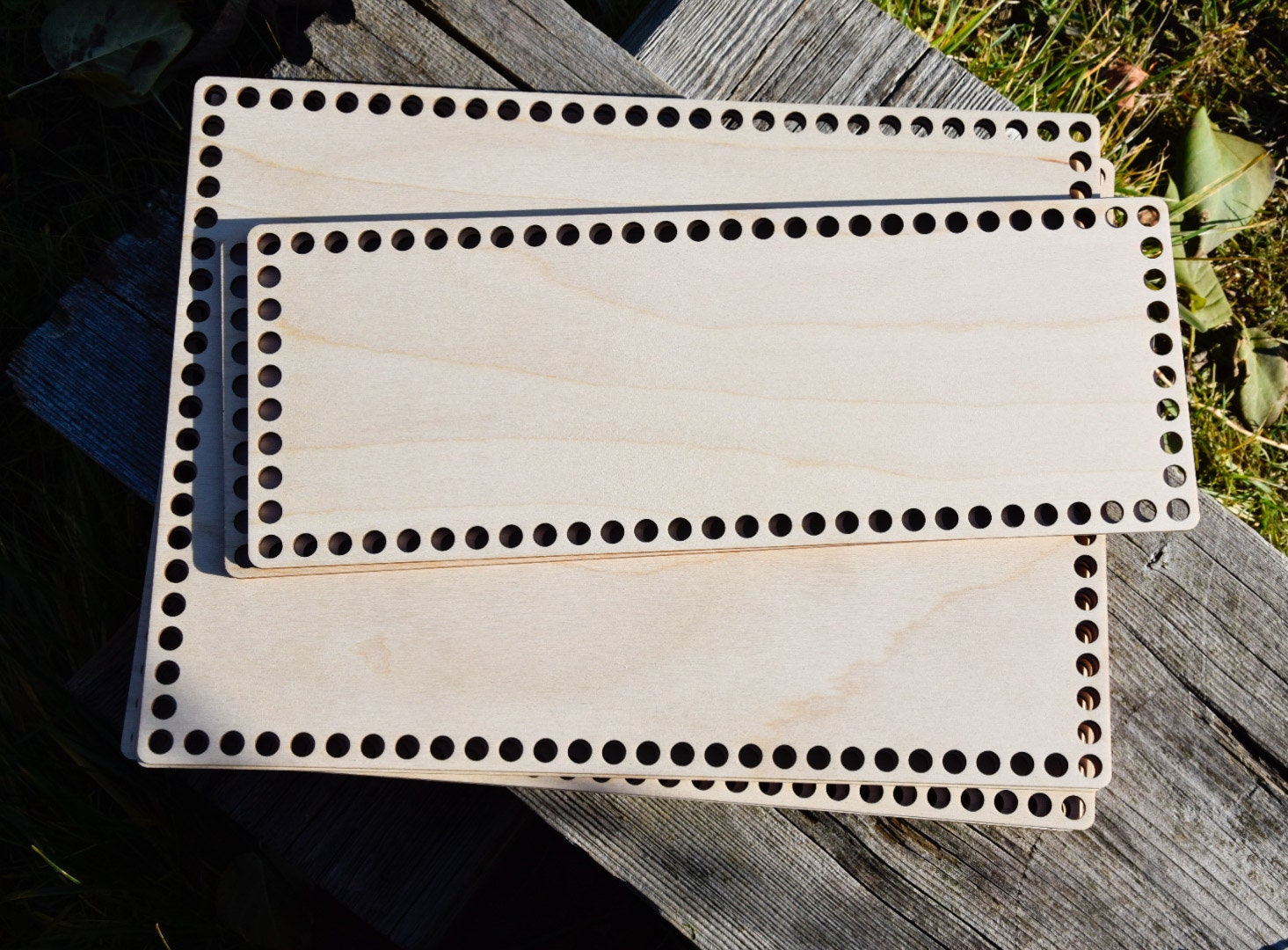 Base in legno per cestini all'uncinetto, rettangolare, 2 misure 40 x 30 cm e 40 x 15 cm, base per cestino, tavola di legno, compensato, uncinetto, bas