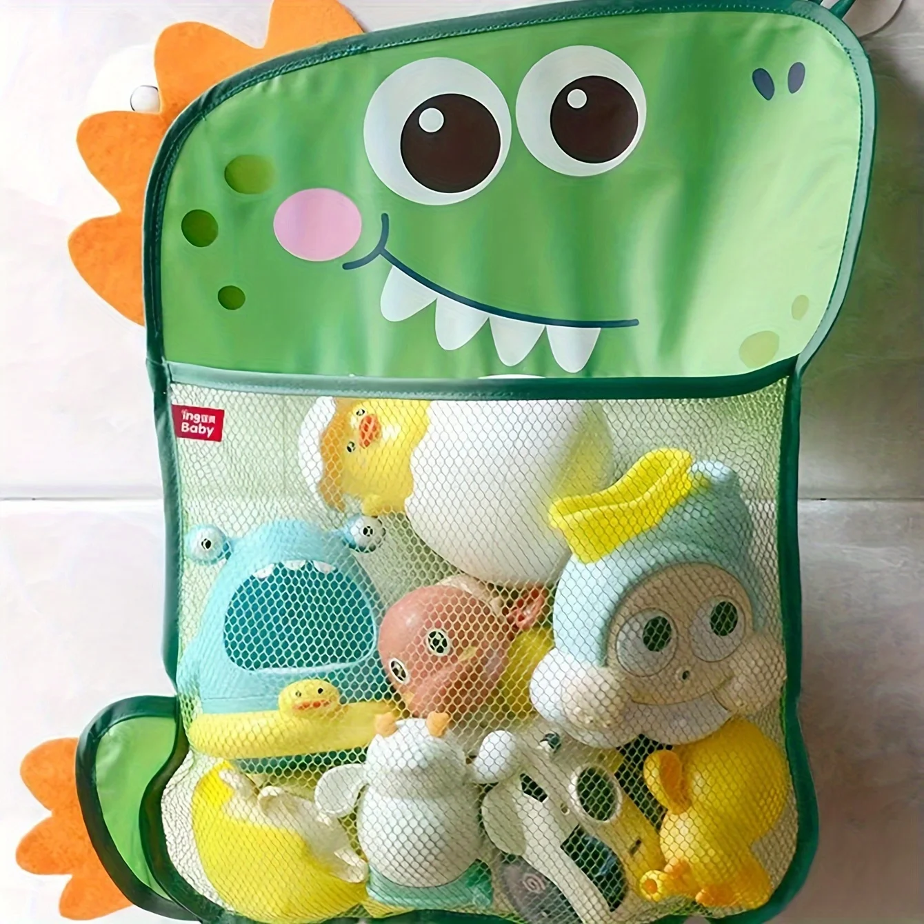 Sac de rangement de salle de bain de grande capacité, sac en maille à séchage rapide pour jouets de bain avec ventouse, sac de salle de bain multifonctionnel