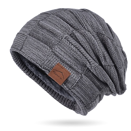 Herren Unisex Beanie Mütze Wintermützen Beanies Strickmütze Winter Beanie Schwarz Gelb Polyester Gestrickt Atmungsaktiv Gemütlich Alltagskleidung Ausgehen Einfarbig Warm Image