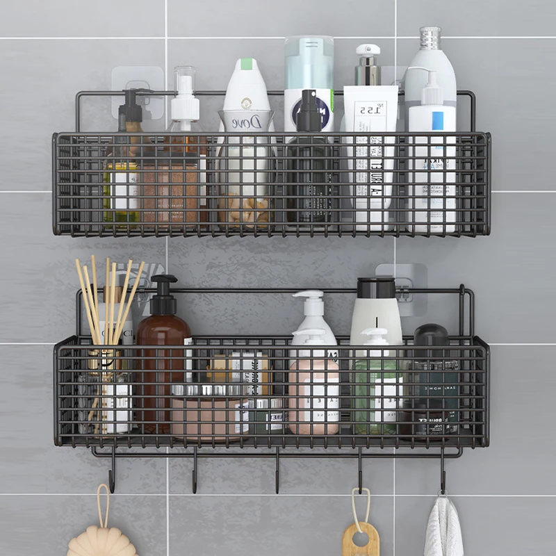 Organisateur de salle de bain multifonctionnel, organisateur de produits de toilette, étagère de salle de bain sans poinçon, salle de bain, cuisine, support mural de rangement de douche