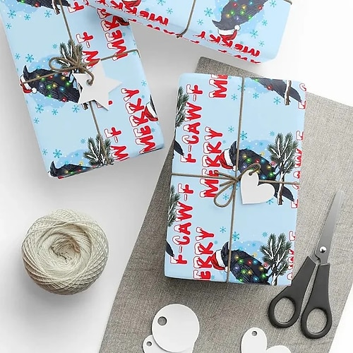 2/3/4 Stück lustiges Geschenkpapier mit Hühnermotiv (f-caw-f), Geschenkpapier mit Bauernhof-Hühnermotiv, sarkastisches Geschenkpapier vom Bauernhof, fröhliches Hühner-Bastelmaterial für Image