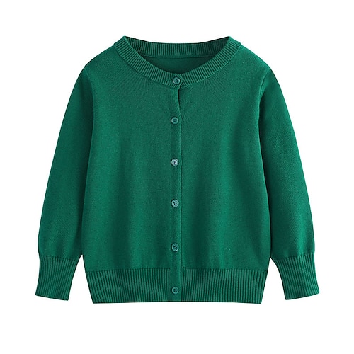 Kinder Mädchen Strickjacke Einfarbig Outdoor Langarm Knopf hoch Mode 4-12 Jahre Herbst Schwarz Gelb Rosa Image