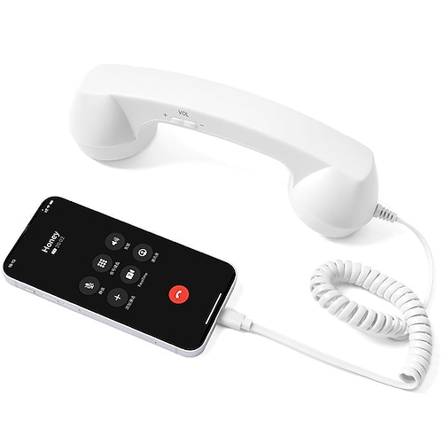 Retro-Telefonhörer Typ C, kabelgebundener Hörer für Smartphones, klassisches Headset im Telefonstil mit Mikrofon und Rauschunterdrückung, Plug-and-Play-fähig für Büro und Zuhause Image
