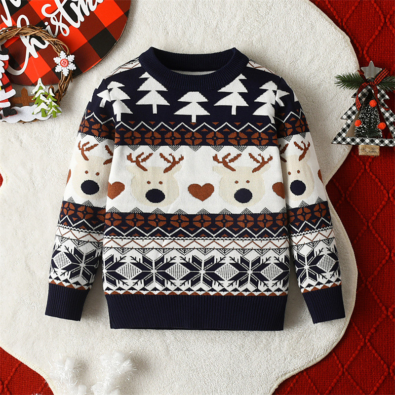 Kids Unisex Christmas Sweater Graphic Long Sleeve Keep Warm Outdoor Fashion Red Fall Clothes 4-12 Years