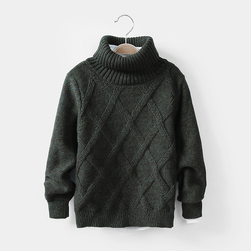 Kids Boys' Turtleneck Sweater Solid Color Long Sleeve Keep Warm Outdoor Fashion Blue Fall Clothes 4-12 Years
