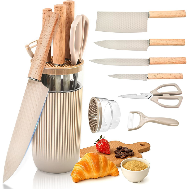 Knife Set 7-Piece Kitchen Knife Set with Sharp Chef and Meat Knives Anti-Rust Utility Knives Set for Kitchen Kitchen Knife Block SetBlue