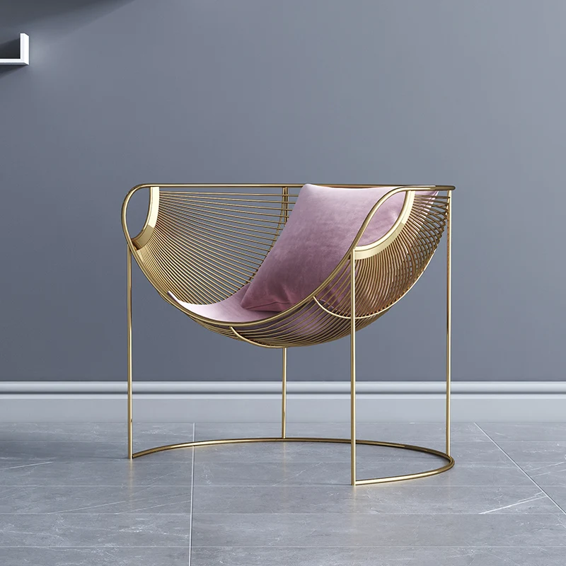 Luxuriöser Einzelstuhl mit Rückenlehne, minimalistisch, modern, nordisch, Eisenkunst, Balkon, Freizeit, Lounge-Stuhl, Designermöbel