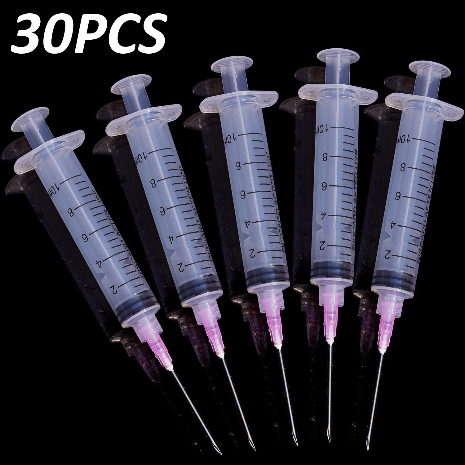 Neue 18G 1,5 Zoll 10 ml Luer-Lock-Spritze mit scharfer Nadel, steril, Flüssigkeitsabgabe-Messspritzenwerkzeuge, Laborprobenehler, 30 Stück Image