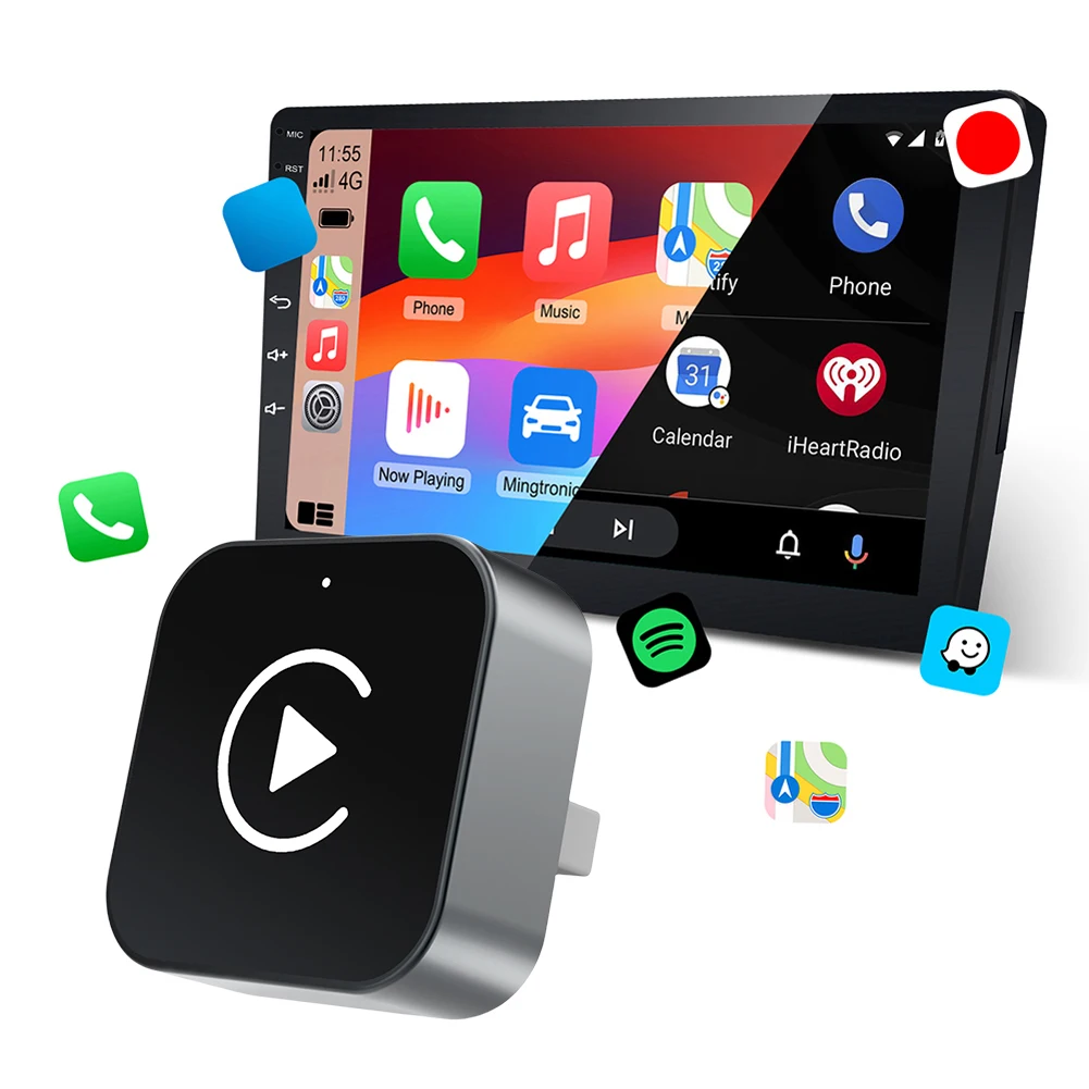 2-in-1 kabelloser CarPlay-Android-Auto-Adapter, Plug & Play, Konvertieren Sie kabelgebundene in kabellose Dongle für werkseitig verkabelte CarPlay-Autos Image