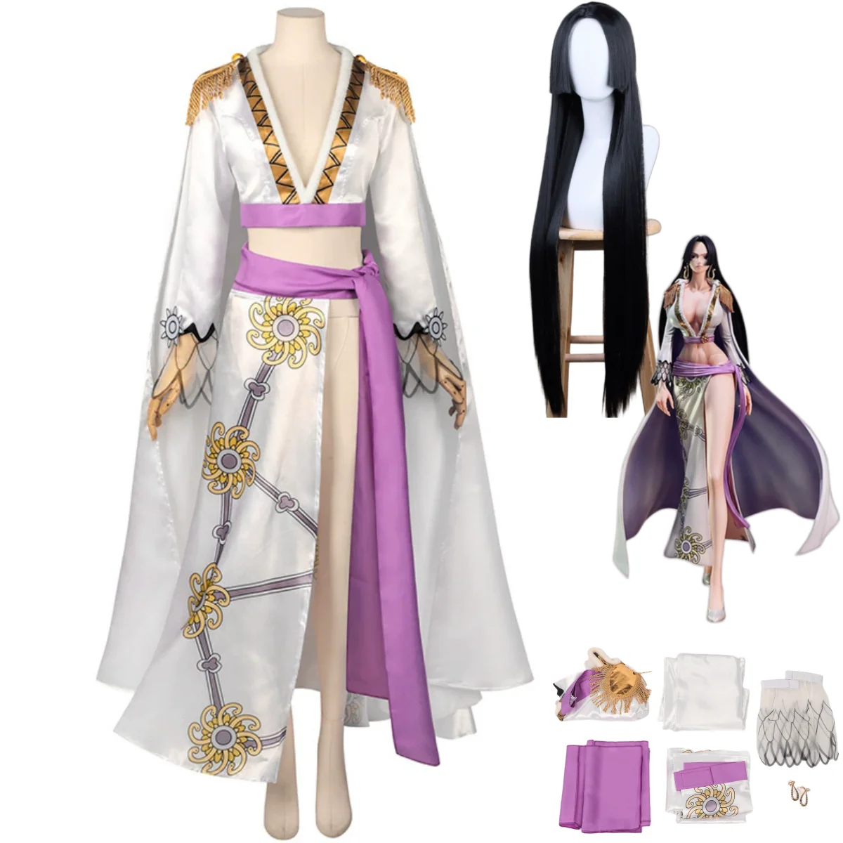 Anime Seven Warlords of The Sea Boa Hancock Cosplay Kostüm Empire Snake Weißer Umhang Rock Perücke Frau Sexy Karneval Anzug