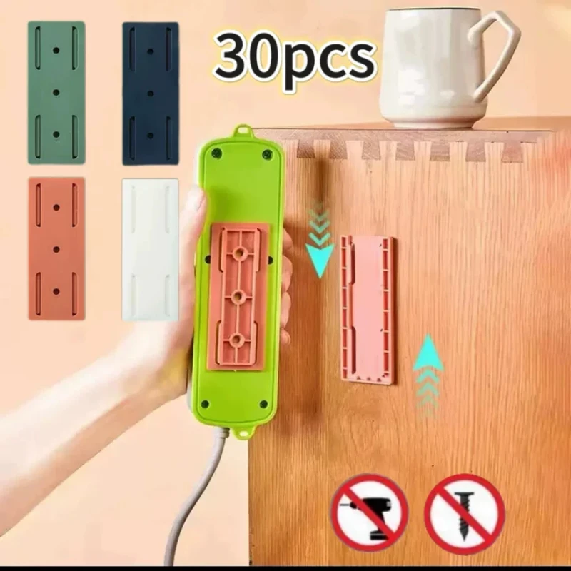 Ultrastark klebender Steckdosenleistenhalter – ohne Bohren, platzsparende Wandhalterung mit Kabelmanagement für Zuhause und Büro Image