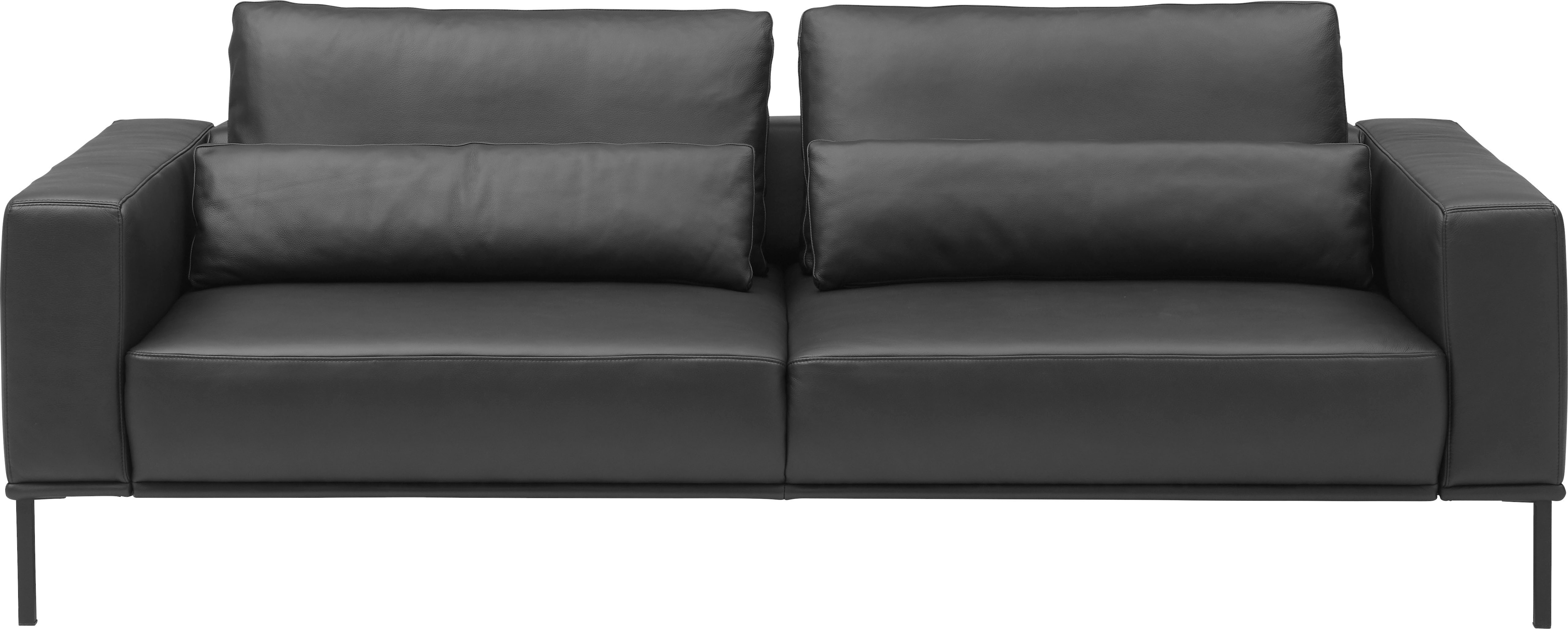 2,5-Sitzer MUSTERRING "JustBPM100", schwarz, B:202cm H:88cm T:107cm, 100% Leder, Sofas, wahlweise mit Nierenkissen und mot. Sitzauszug, Metallfuß in schwarz