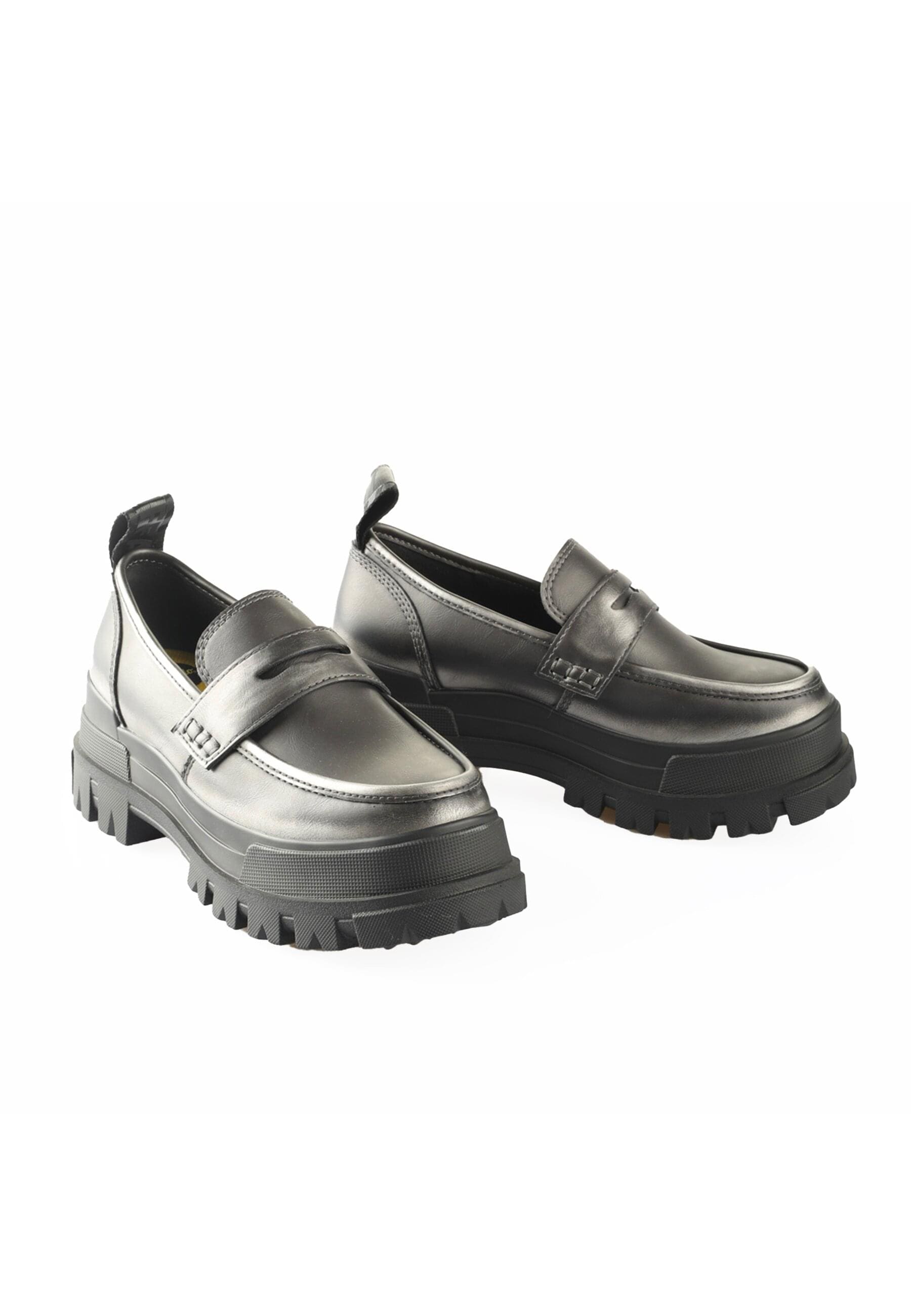 Stiefel BUFFALO "Buffalo Aspha Loafer Vntg Vegan Nappa", Damen, Gr. 40, pewter, schwarz, Leder, unifarben, Schuhe Stiefel