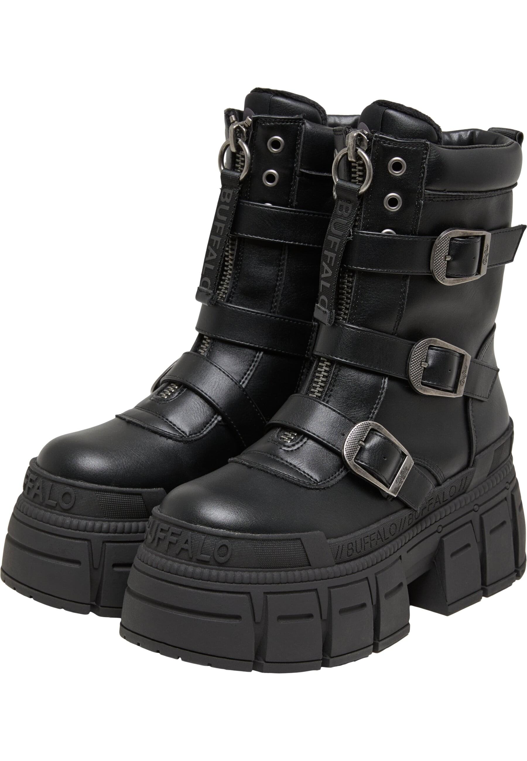 Stiefel BUFFALO "Buffalo GOSPHER BOOTIE TECH - VEGAN NAPPA", Damen, Gr. 39, schwarz, Polyurethan, unifarben, Schuhe Stiefel