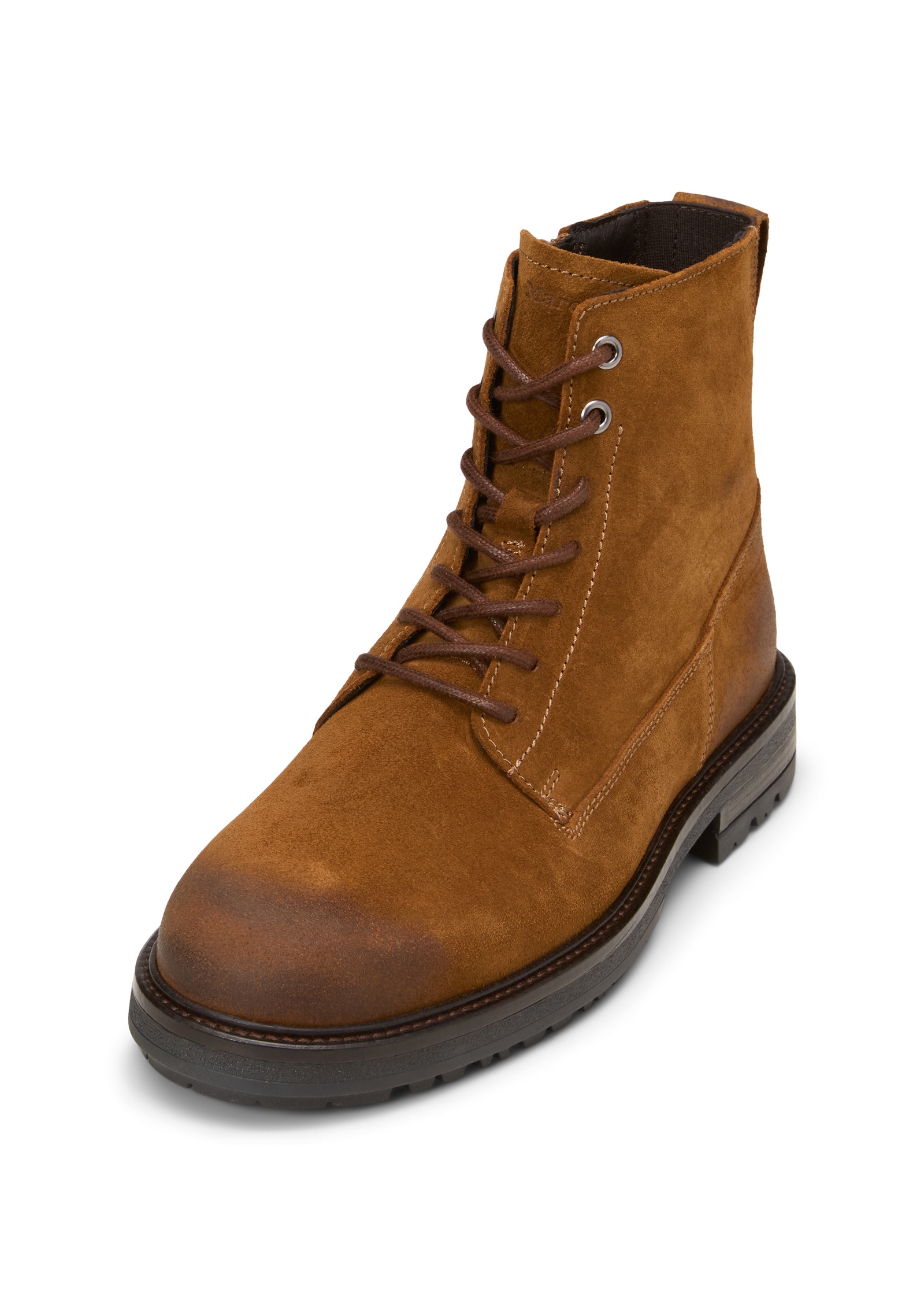 Stiefelette MARC O'POLO "aus softem Velours-Rindleder", Damen, Gr. 45, cognac, Obermaterial: 100% Leder (Rind), unifarben, Schuhe Stiefelette