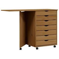 vidaXL Rollschrank mit Schreibtisch MOSS Honigbraun Massivholz Kiefer Image