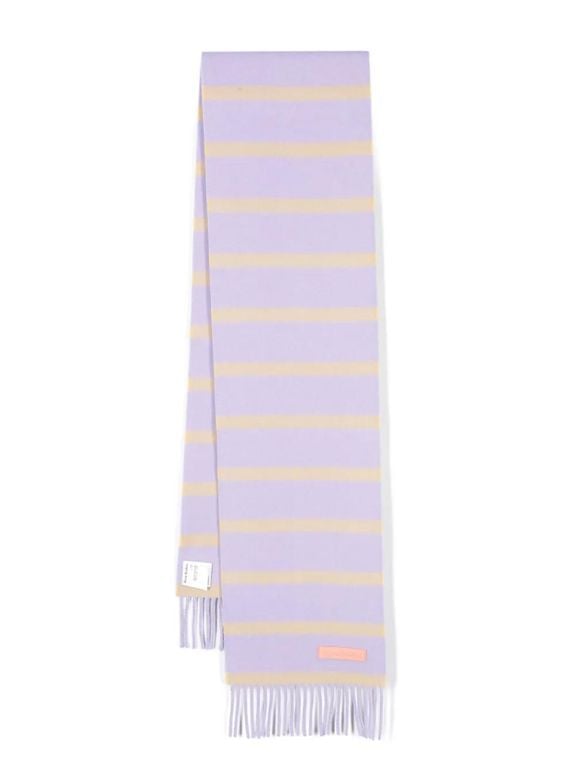 Fringed Wool Scarf - Purple - Acne Scarves