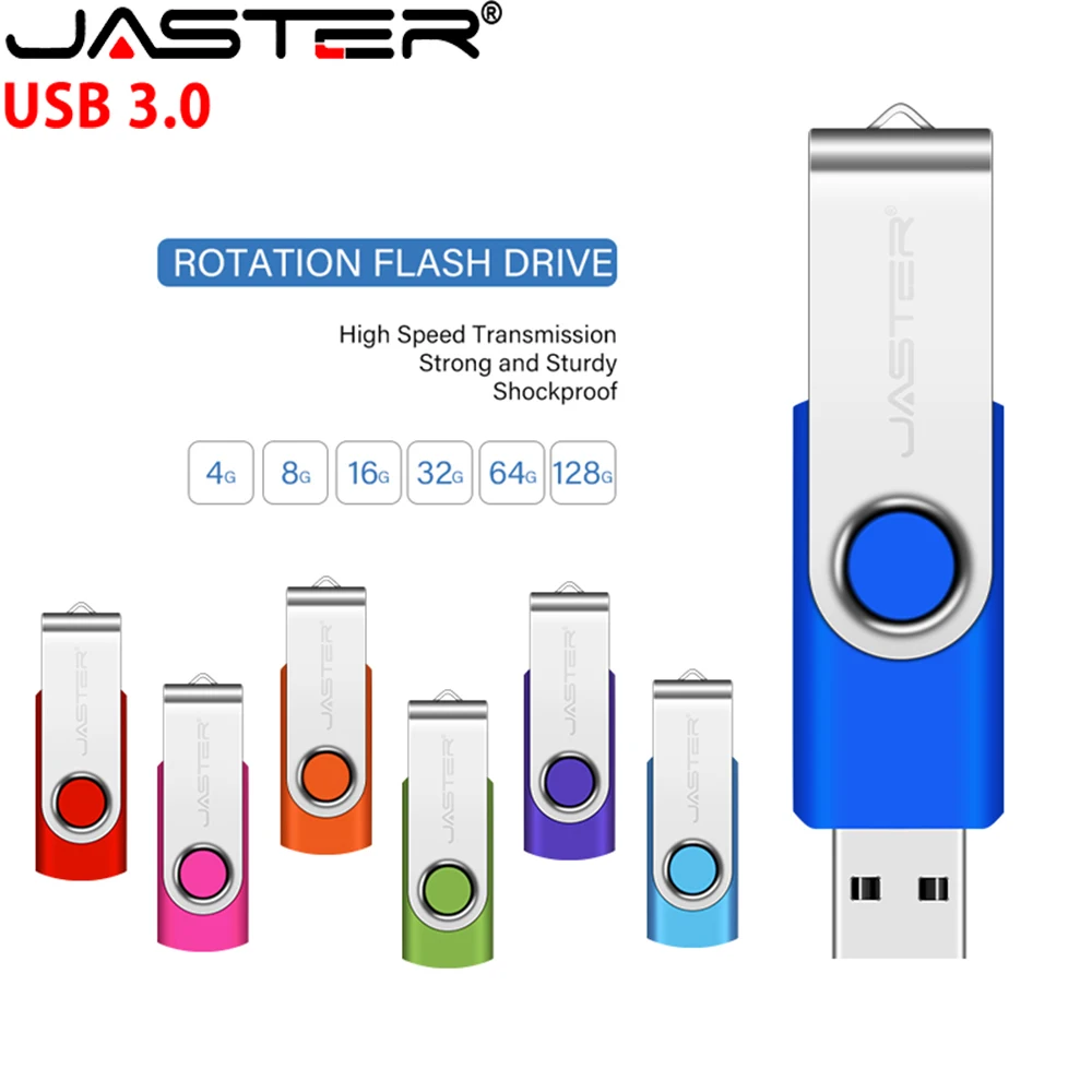 JASTER USB3.0 Business Gift Pendrive 128 GB drehbarer Memory Stick 64 GB Hochgeschwindigkeits-USB 3.0-Flash-Laufwerk 32 G Buntes Stiftlaufwerk 16 G Image