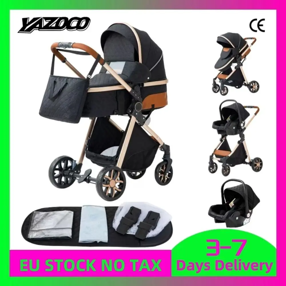 Kinderwagen 3-in-1-Reisesystem-Kinderwagen Leichter Kinderwagen von der Geburt All-Terrain-Baby-Buggy Kompakter zusammenklappbarer Kinderwagen für den Sommer