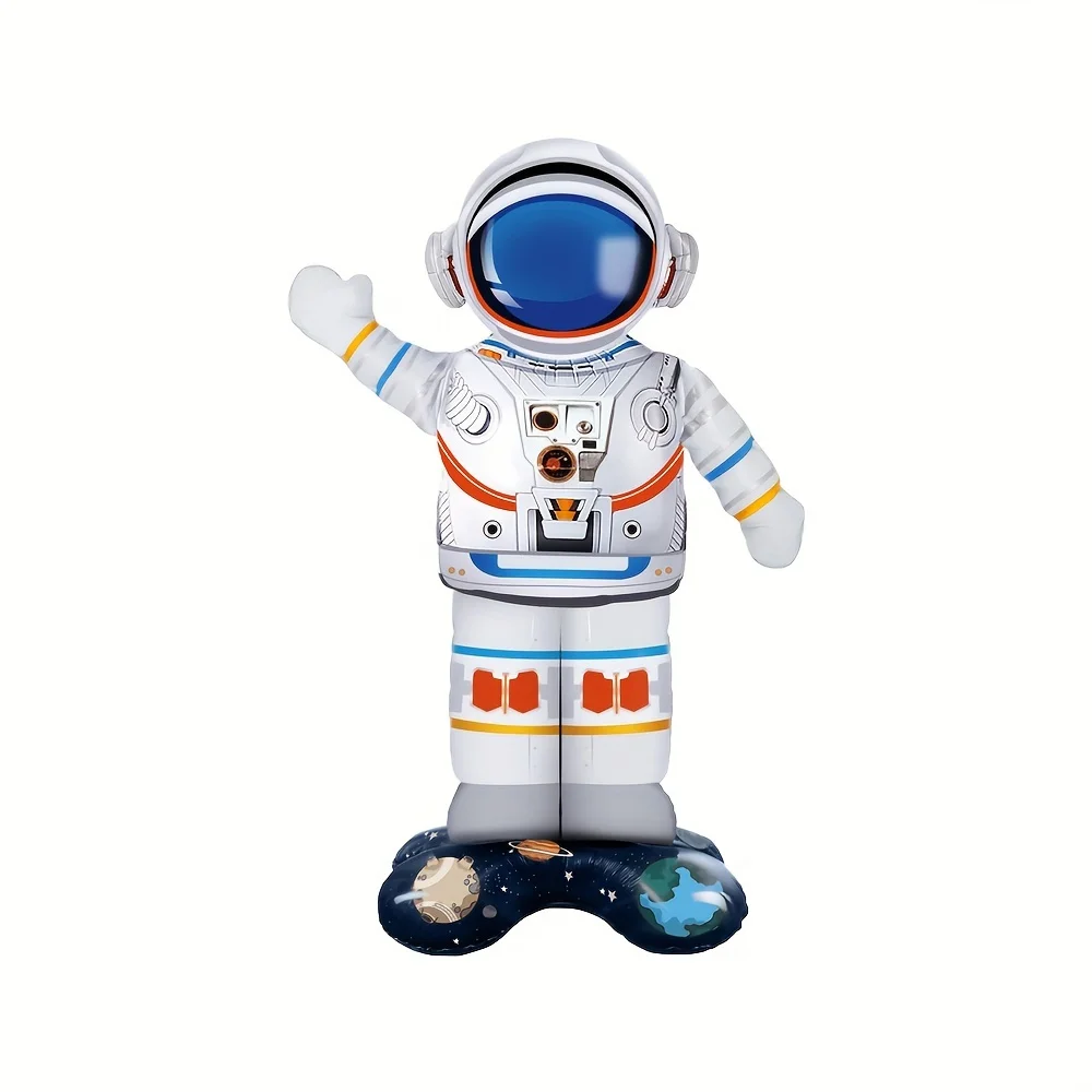 1 Packung stehender Astronaut, stehender Raketenballon, Aluminiumfolienballon, geeignet für Geburtstagsfeiern, Partys mit Weltraummotiven, Freundentreffen, Geburtstagsdekorationsanordnungen Image