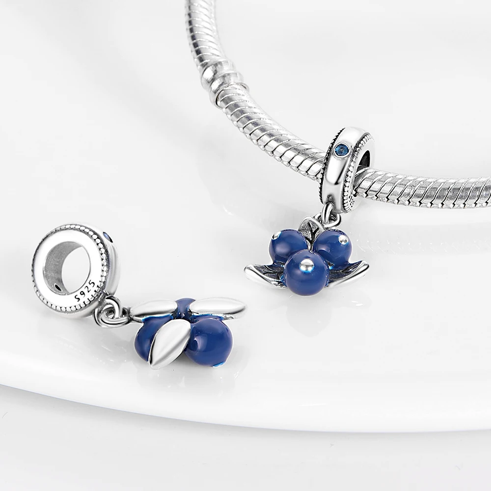 Trauben-Charms aus 925er-Sterlingsilber, Original-Perlen, passend für Original-925-Charms, Armbänder, Perlen, Schmuck, Geschenke für Frauen Image