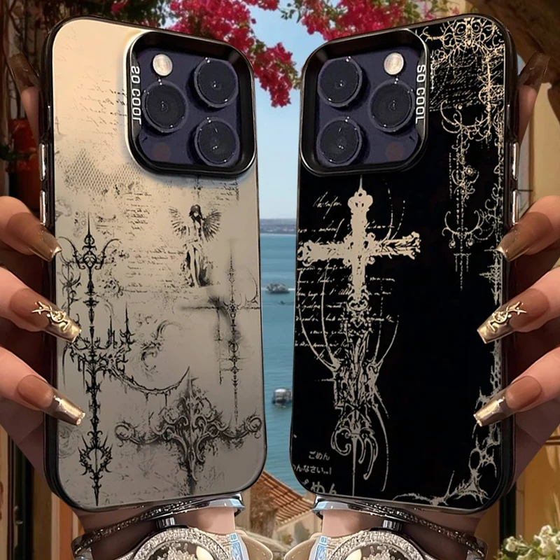 Cybersigilismus Gothic Coquette Acryl Silikon Hard Cover Frosted Case für iPhone 17 Air 16 E 15 14 Plus 13 12 Mini 11 Pro Max