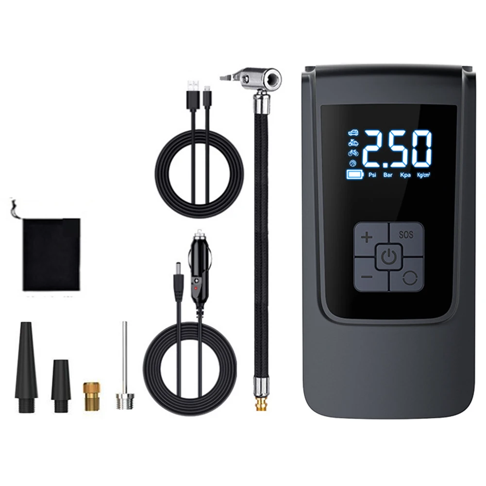 7,4/12 V digitale Luftpumpe, 6000 mAh, Mini-Reifenpumpe, kabelloser Luftkompressor, elektrische Luftpumpe für Fahrzeug, LKW, Motorrad, Bälle Image