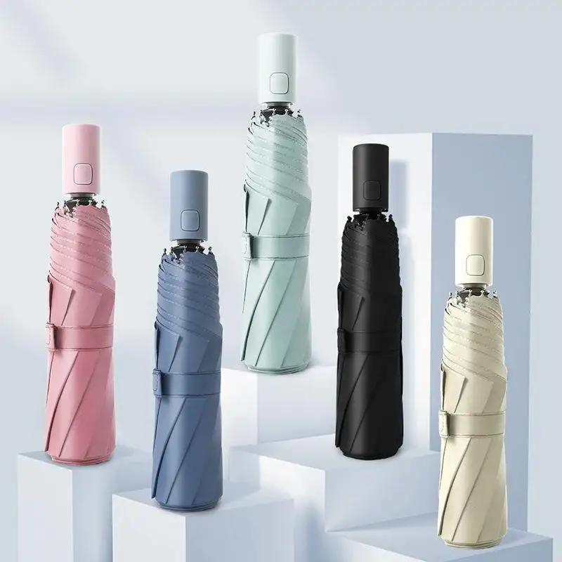 Automatischer Regenschirm, 8-Knochen-Doppelknauf, Sonnenschein und Regen, doppelter Verwendungszweck, Sonnenschirm und UV-beständig, automatisch zusammenklappbar Image