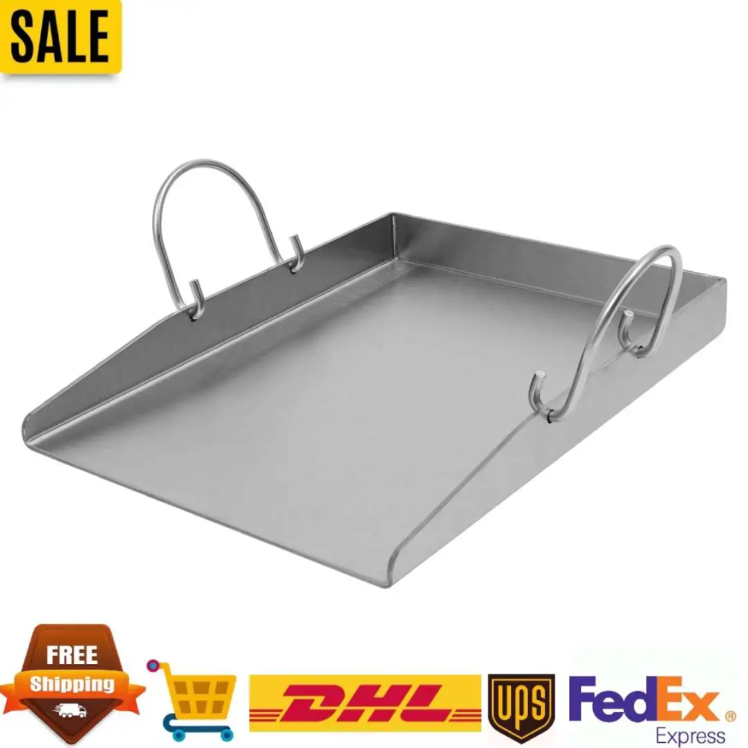 Grillplatte 2* Grillspatel BBQ-Grillplatte mit abnehmbaren Griffen, Edelstahl-Grillplatte für Grills im Freien, Camping Image