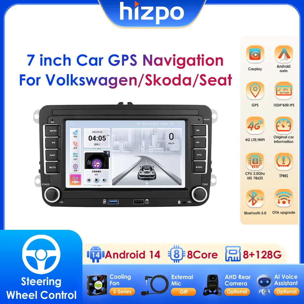 Octa Core 9-Zoll-Auto-Multimedia-Player GPS-Navigation Unterstützung Wireless Carplay Android Auto für VW/Seat/Skoda/Passat/Golf/Polo Image