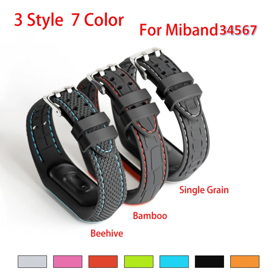 Doppellinienarmband für Xiaomi Mi Band 5 4 3, Zubehör, Armband, Armband für Miband 5 6 7, atmungsaktives Ersatzarmband Image