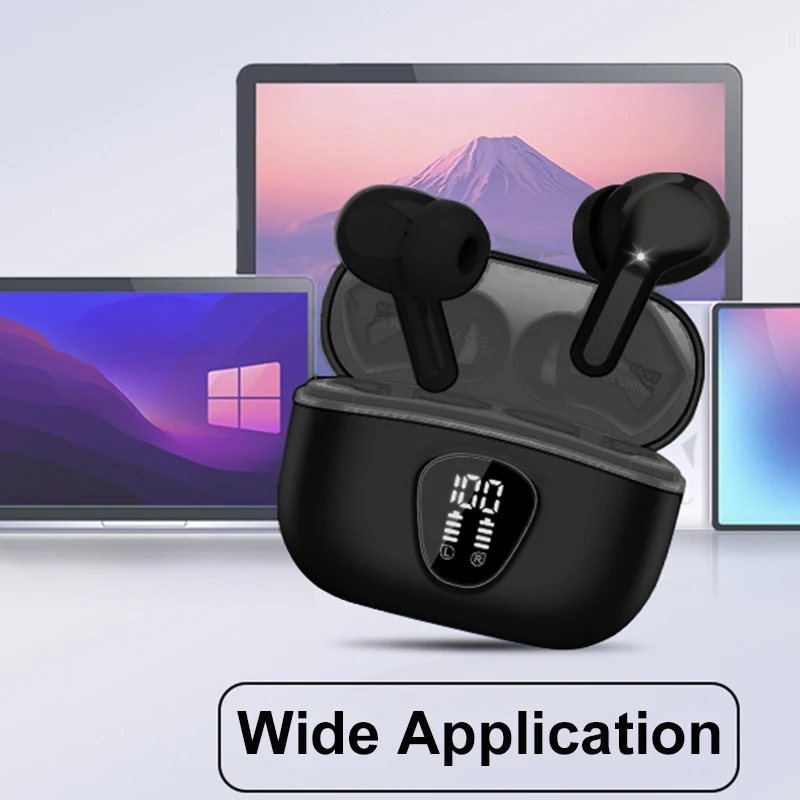 UYUXIO Kabellose Ohrhörer BT 5.4 Kopfhörer mit LED-Anzeige TWS Integriertes Mikrofon 48 Stunden Spielzeit HiFi-Stereo-Ohrhörer für Samsung iPhone Image