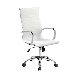Dmora Bürostuhl Dlemmen, Chefsessel mit Armlehnen, Ergonomischer Bürostuhl, Weiß, 63x54h106/116 cm Image