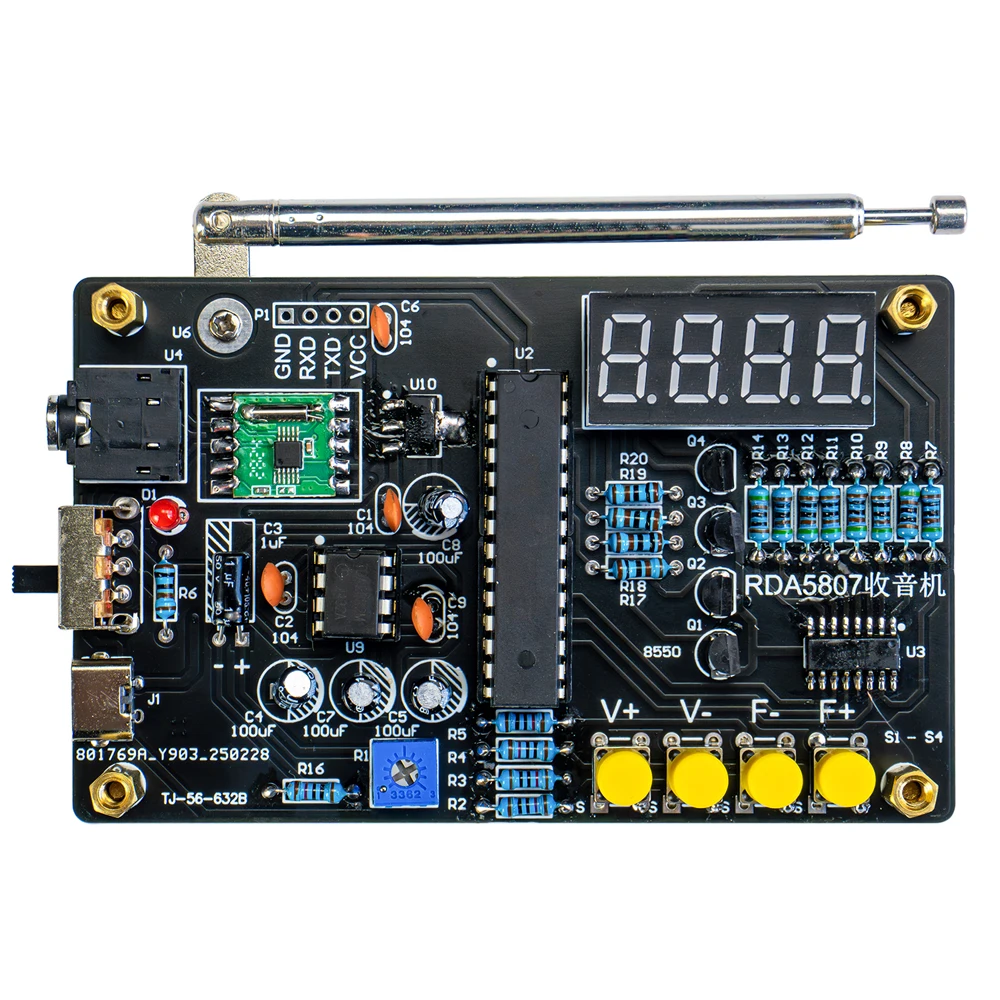 DIY Electronic Kit RDA5807M FM Radio 87-180MHz with Digital Tube Display STC15 Microcontroller Electronic Soldering Projects 5V