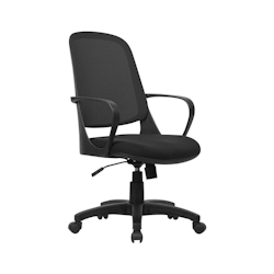 Dmora Bürostuhl Dbink, Mesh-Arbeitsstuhl mit Armlehnen, Ergonomischer Bürositz, 61x60h99/108 cm, Schwarz Image