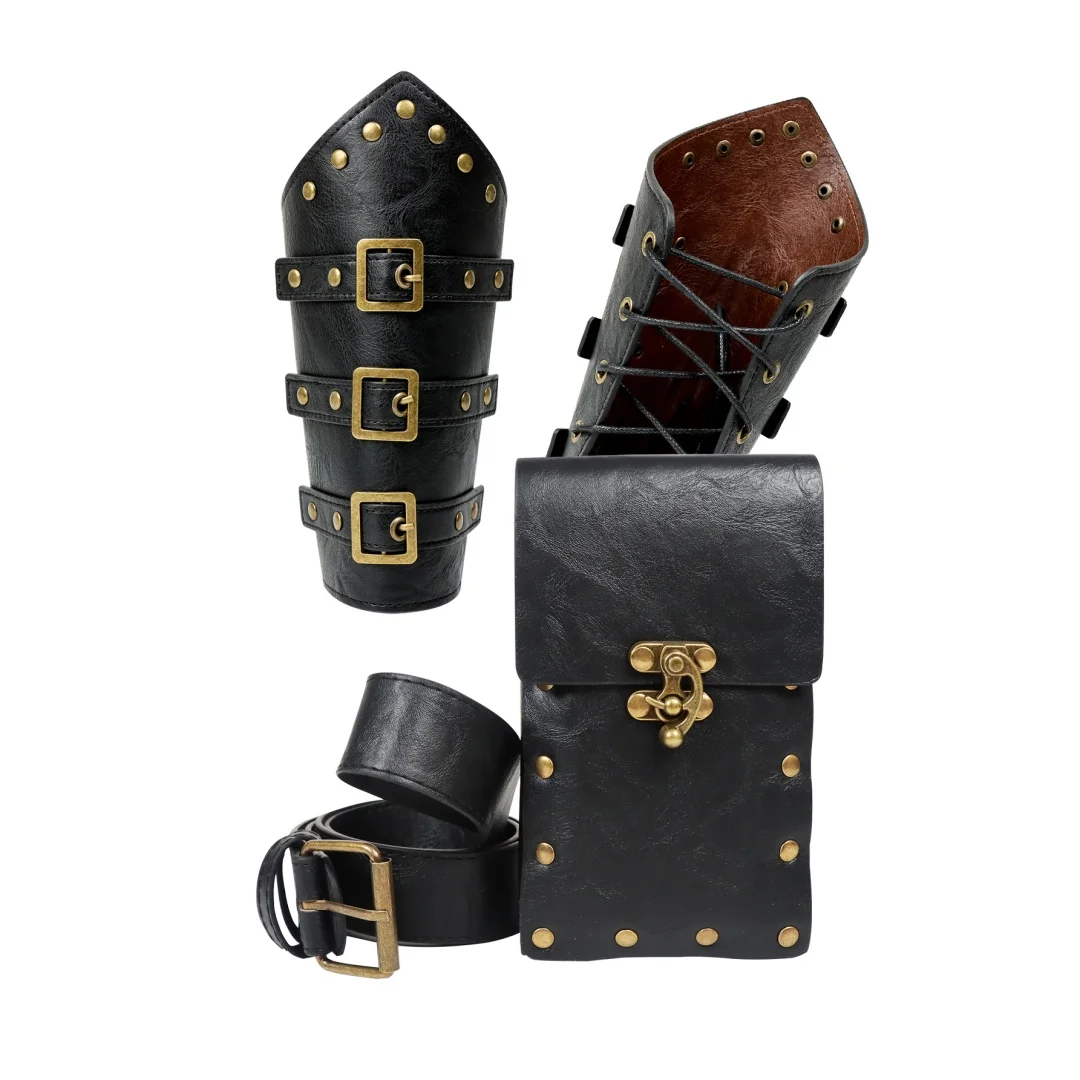 UYEE Renaissance accessoires hommes femmes Viking médiéval ceinture pochette bracelets en cuir Viking Costume hommes accessoires pour Halloween