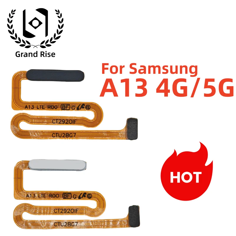 Interrupteur d'alimentation de marque, bouton d'accueil, clé latérale, câble flexible pour Samsung Galaxy A13 4G 5G, avec identification tactile d'empreintes digitales