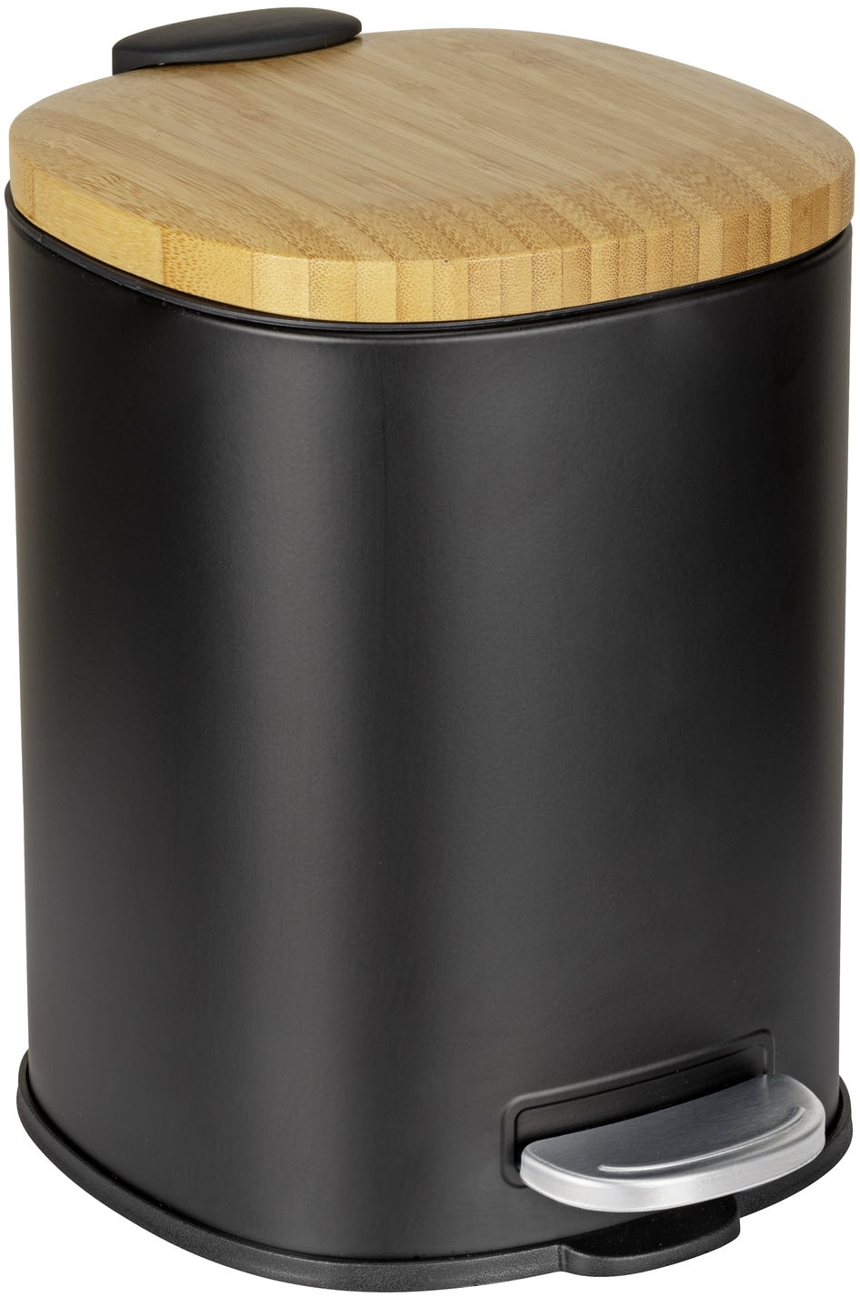 Kosmetikeimer WENKO "Fianema", schwarz, B:17cm H:23,5cm T:21cm, Bambus, Edelstahl, Mülleimer, Kosmetikeimer
