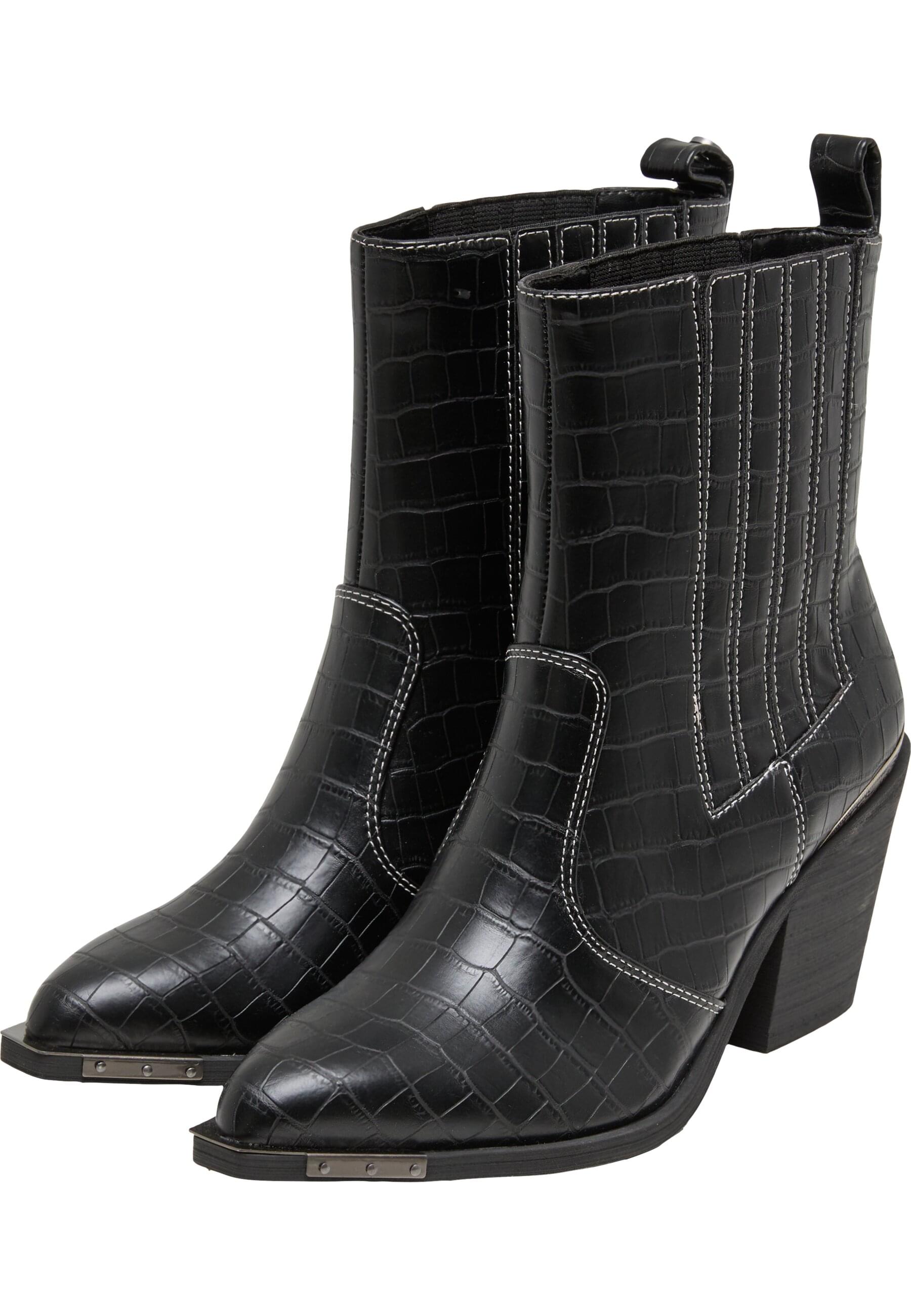 Stiefel BUFFALO "Buffalo WEST CHELSEA LO - VEGAN NAPPA", Damen, Gr. 38, schwarz croco, Kunstfaser, unifarben, Schuhe Stiefel