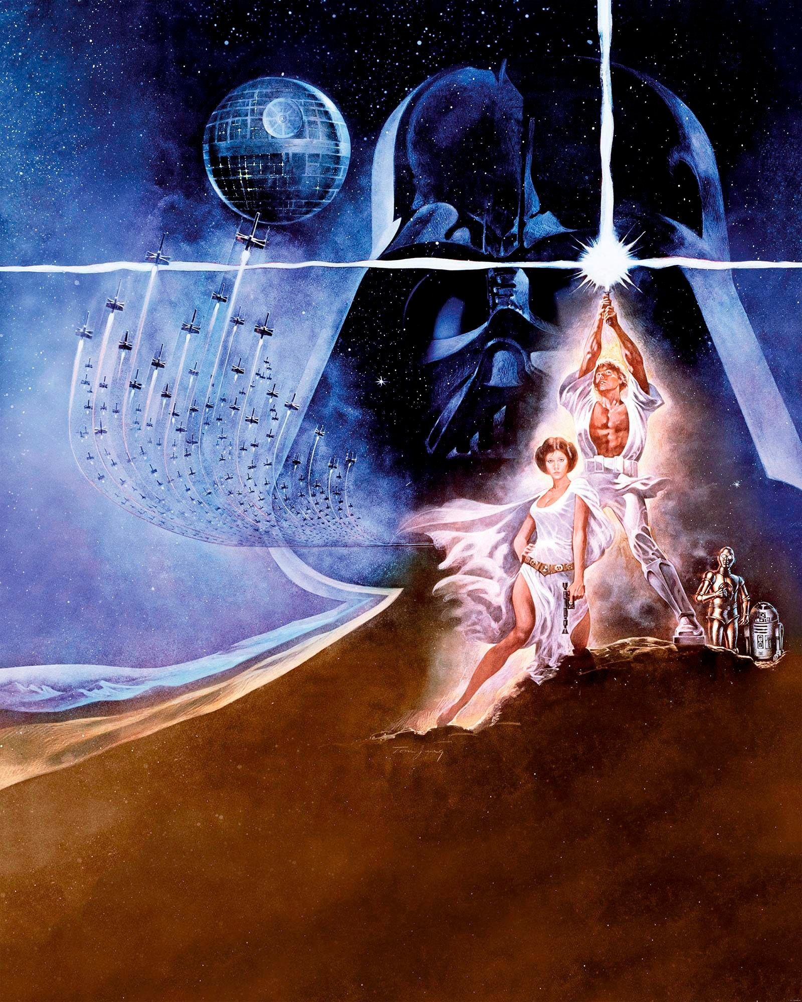 Vliestapete KOMAR "Digitaldruck Vlies - Star Wars Poster Classic2 - Größe 200 x 250 cm", bunt, B:200m L:250m, Vlies, Tapeten, Kinderzimmer