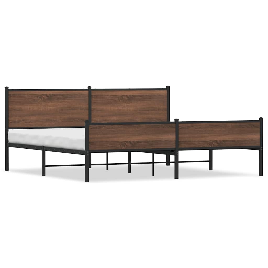 vidaXL Metallbett ohne Matratze Braun Eichen-Optik 200x200 cm Image