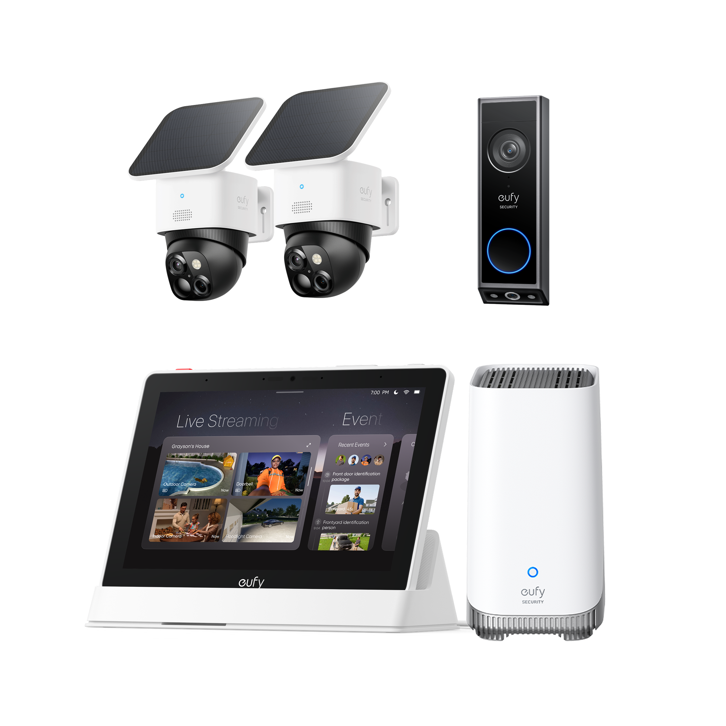 SoloCam S340 (2-Cam Pack) + Video Doorbell E340+ HomeBase S380+Smart Display E10