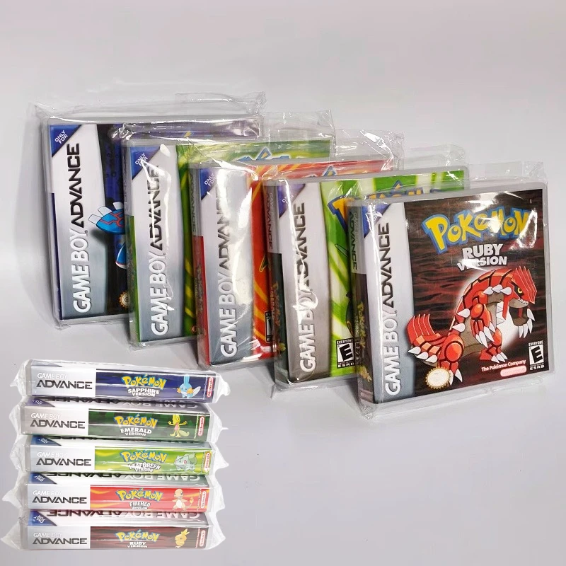 Pokemon Series Emerald FireRed Leafgreen Ruby Sapphire 5 Versions GBA Game in Box for 32 Bit Video Game Collection Game Cards
