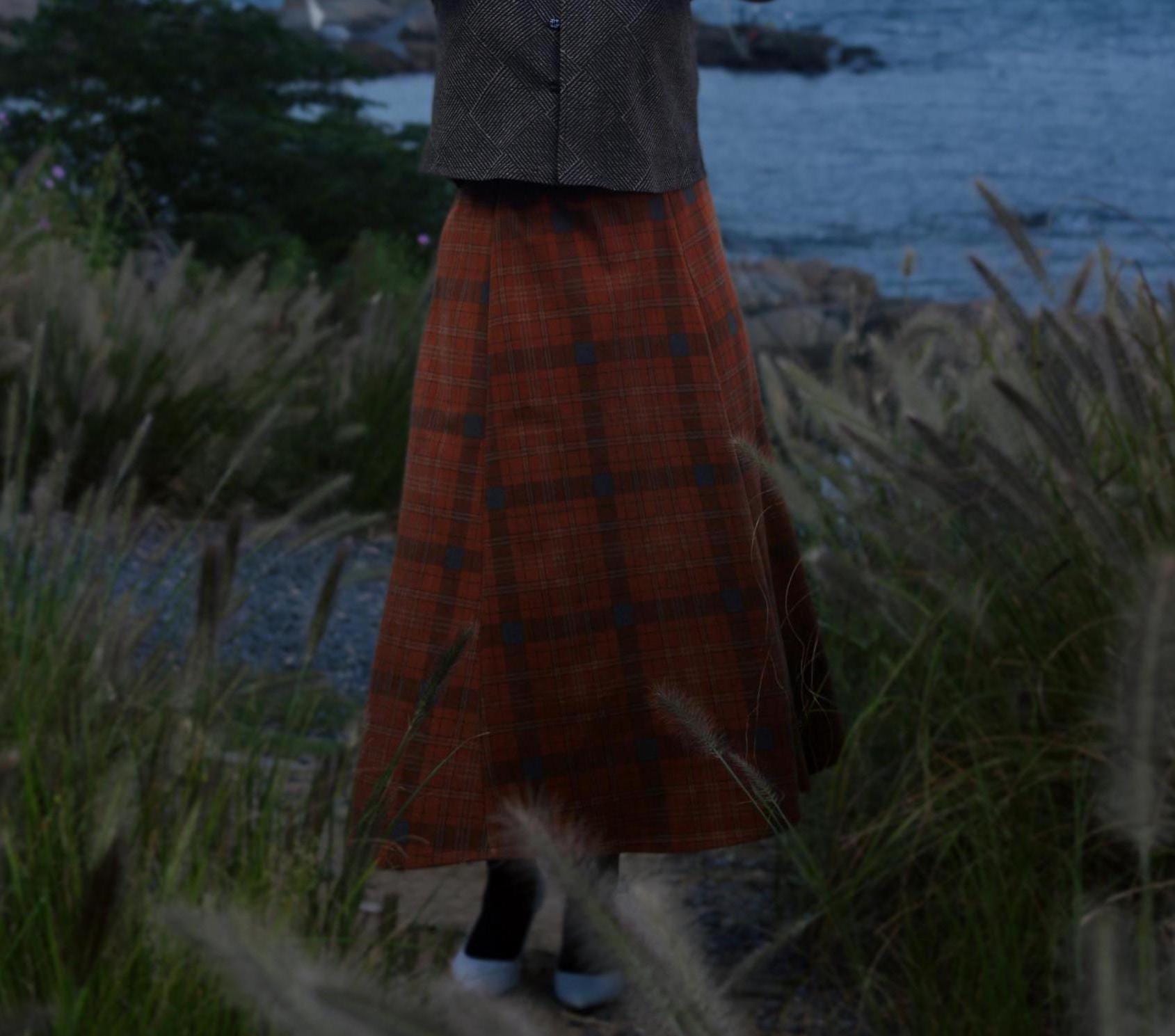 Gonna lunga in lana scozzese da donna, gonna lunga in lana, gonna in lana scozzese, gonna a trapezio, gonna in lana vintage, gonna calda autunno inver