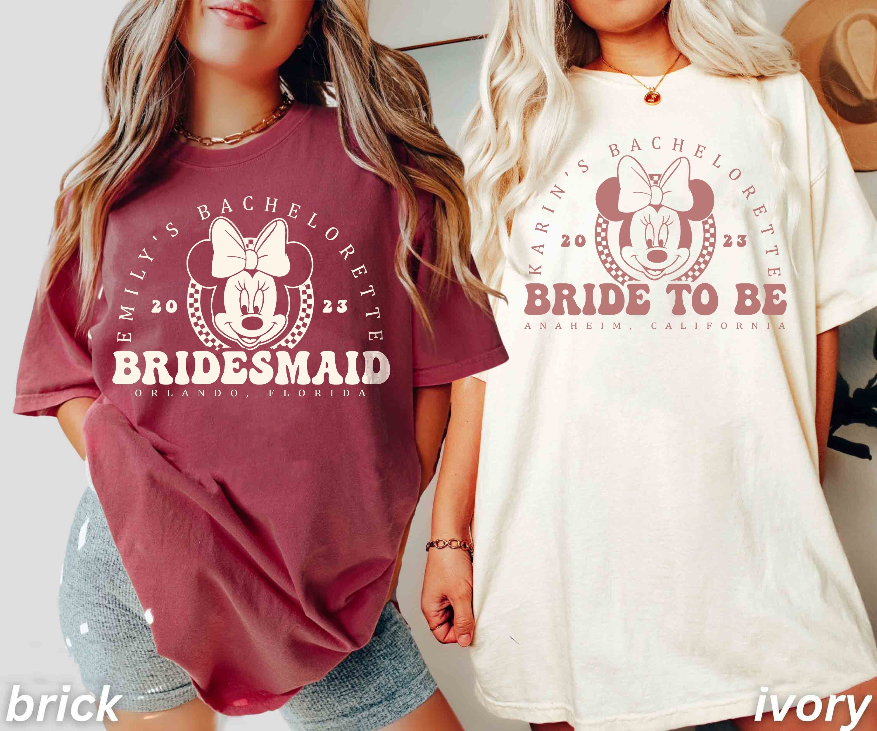 Camicia da sposa Disney, camicia da addio al nubilato Disney personalizzata, sposa futura, camicia da damigella d'onore, camicia da sposa Minnie, cami