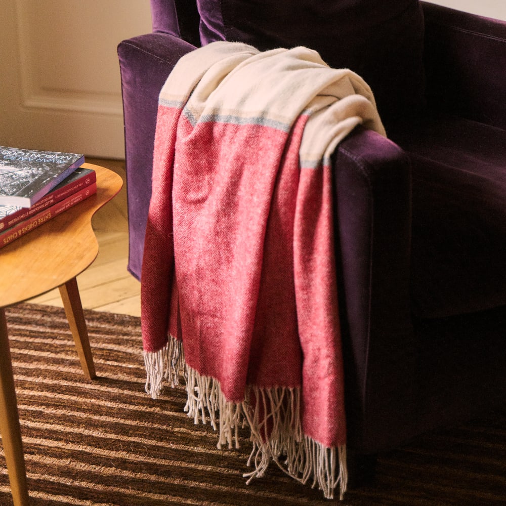 Plaid laine/coton Cerise 130x170cm