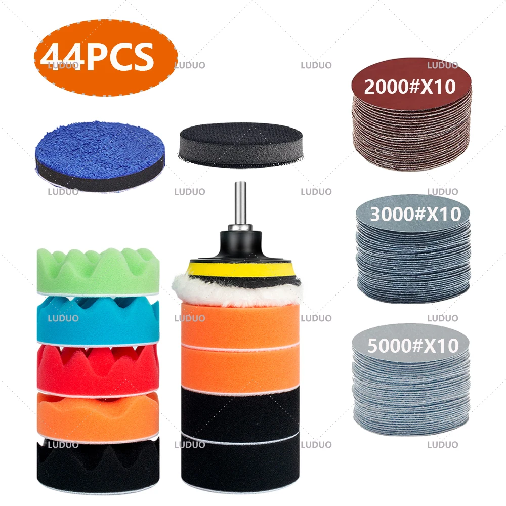 Tampone per lucidatura per auto Kit di tamponi in spugna Kit tampone in schiuma Lucidatrice Tamponi per cera per lucidatura per auto a motore per auto