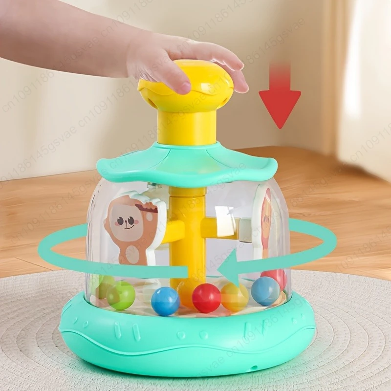 Baby 0 12 24 36 Monate Früherziehung Rotierendes Push- und Spin-Karussell Aktivitätsübung Koordinationsfähigkeiten Spielzeug Spiele Image